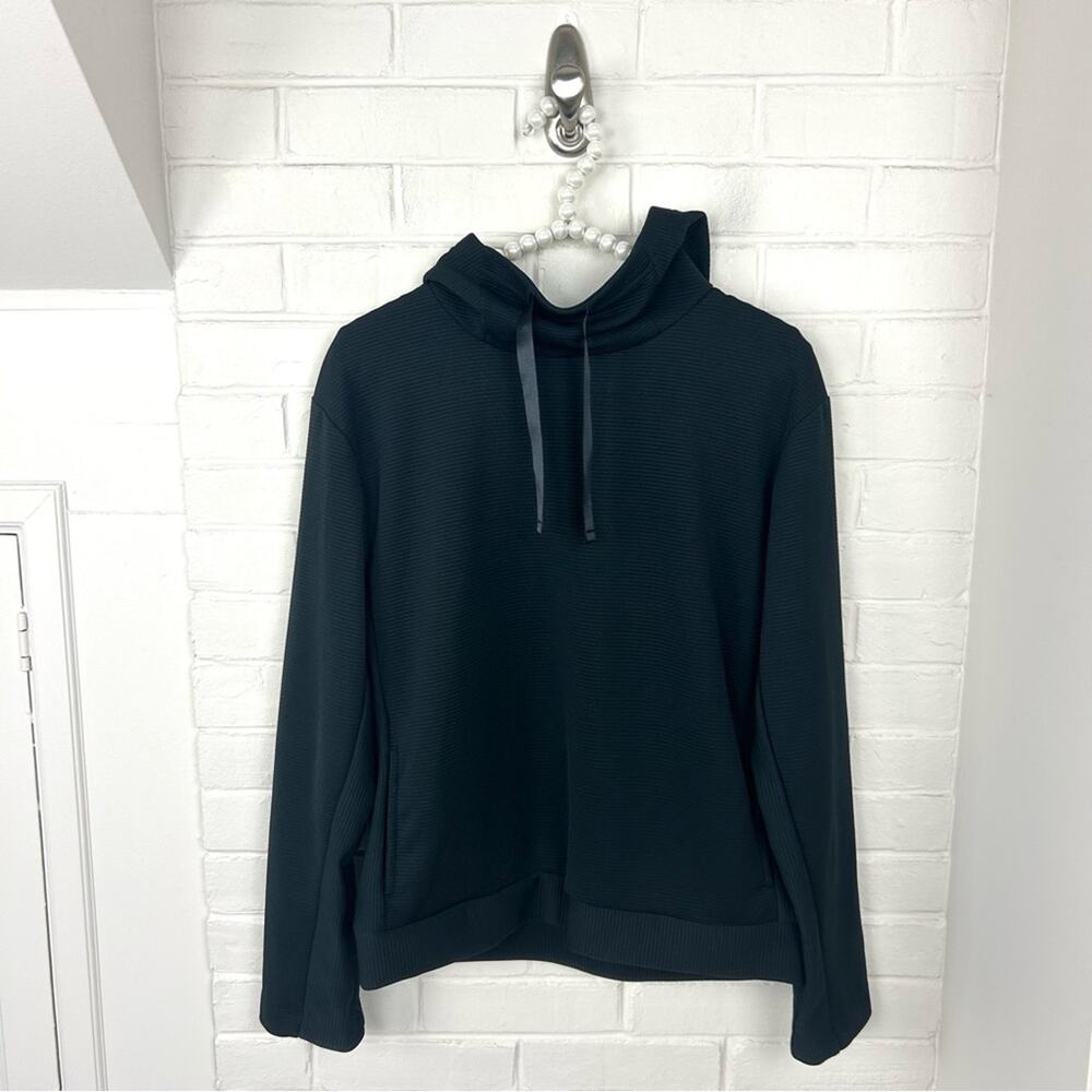 Nike Dri Fit Black Ribbed Cowl Neck Hooded Sweatshirt Size XS